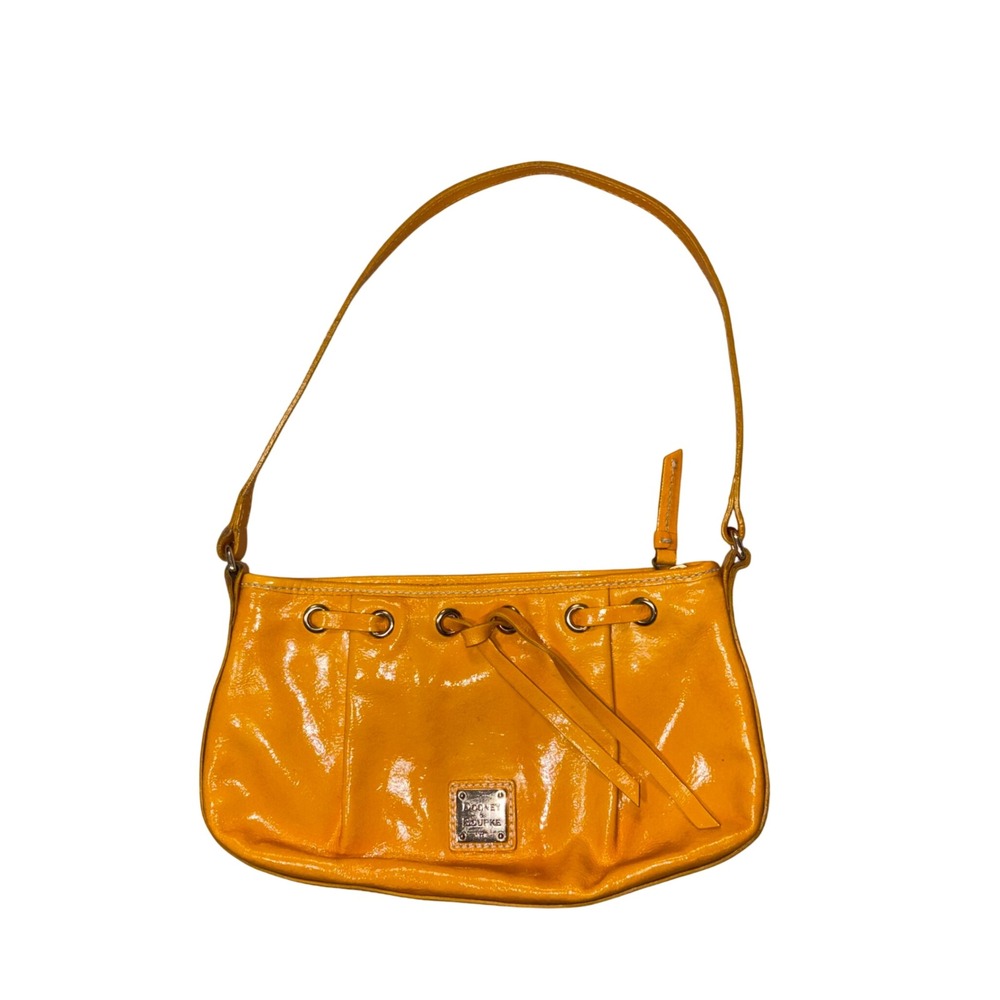 Vintage Dooney Bourke Yellow Leather Baguette Shoulder Bag Y2K 90s Colorful Boho